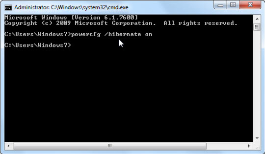 Tắt, bật chế độ Hibernate trong Windows 7
